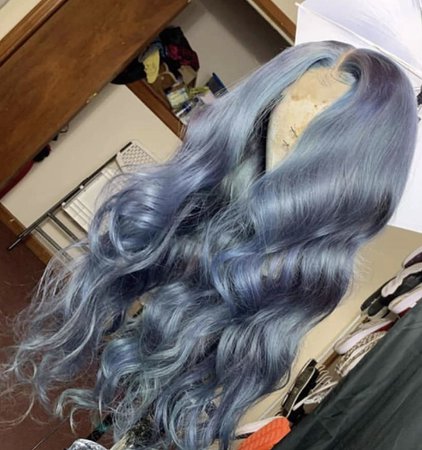 grey/blue wavy lace wig