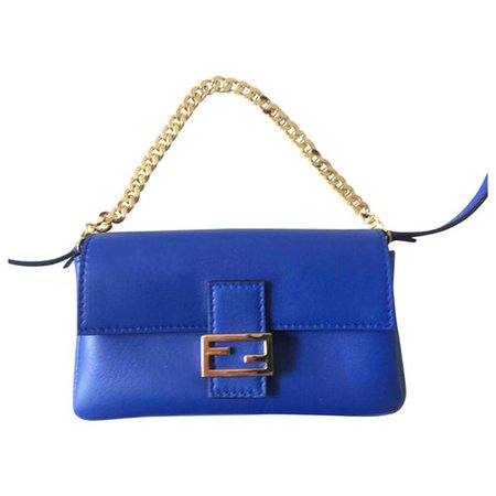 Baguette leather handbag Fendi Blue in Leather - 8657715