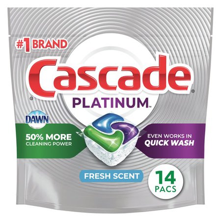 Cascade Platinum Dishwasher Pods, ActionPacs Dishwasher Detergent Tabs, Fresh Scent, 14 Ct - Walmart.com