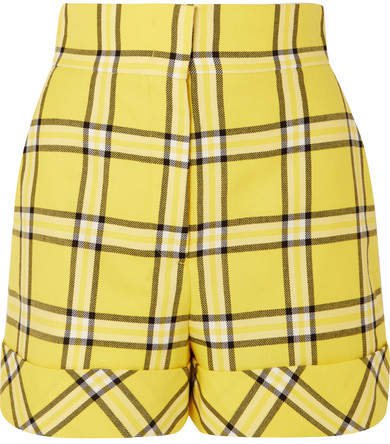 Checked Wool Shorts - Yellow