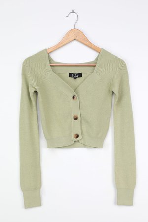 Sage Cardigan Sweater - Cropped Knit Cardigan - Button-Up Cardi - Lulus