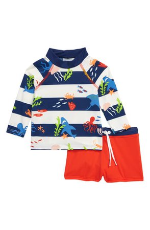 Mini Boden Sunsafe Two-Piece Rashguard Swimsuit (Baby) | Nordstrom