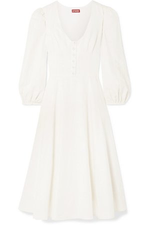 STAUD | Birdie linen-blend midi dress | NET-A-PORTER.COM