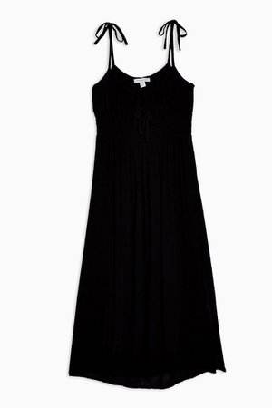 Black Ruched Front Midi Dress | Topshop