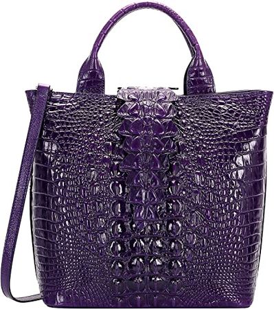 Amazon.com: PIJUSHI Designer Top Handle Satchel Handbags for Women Crocodile Handbag and Purse Leather Tote Bags (6061 Purple) : Clothing, Shoes & Jewelry