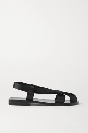 Satin Slingback Sandals - Black