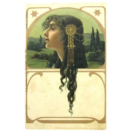 Antique Art Nouveau Postcard Jugendstil “Regina” by Unknown Artist : Bohemian Trading Company | Ruby Lane