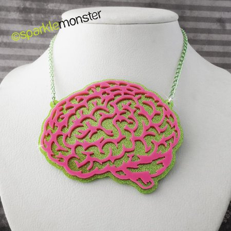 Zombie Brain XL laser cut acrylic necklace layered | Etsy