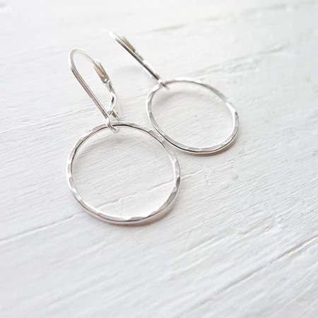 Amazon.com: Camilee Designs Hammered Circle Leverback Earrings in Sterling Silver: Handmade