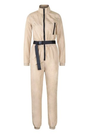 Shell Suit Safety Buckle Jumpsuit | Boohoo