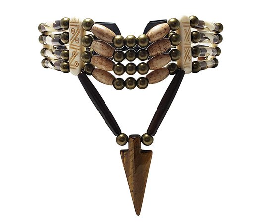 Amazon.com: 4 Row Carved Buffalo Bone Hairpipe Beads Traditional Tribal Choker Necklace with Arrowhead Pendant: Handmade