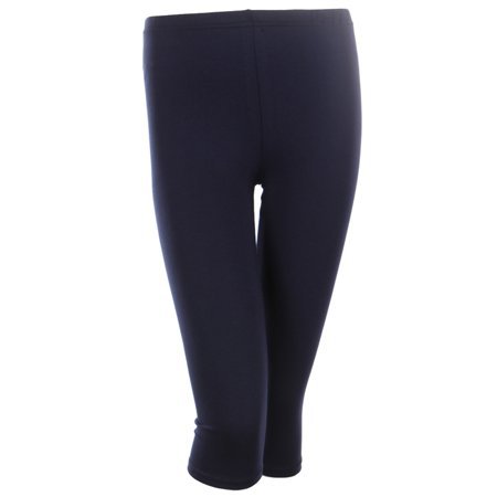 Ola Mari - Cotton Capri Leggings Plain Pants Capris For Women Junior & PLUS Size, Navy, Small - Walmart.com