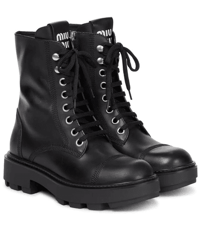 MIU MIU Leather combat boots