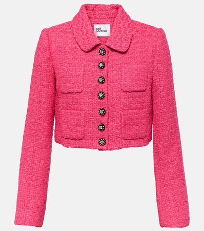 Cropped Boucle Jacket in Pink - Self Portrait | Mytheresa