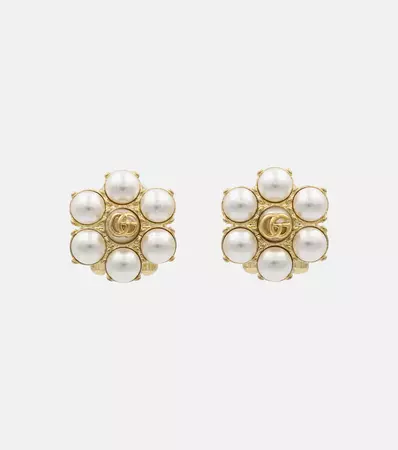 GG Faux Pearl Clip On Earrings in Gold - Gucci | Mytheresa