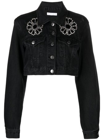 AREA crystal-embellished Denim Jacket - Farfetch