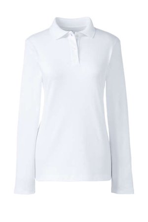 School Uniform Girls Long Sleeve Feminine Fit Interlock Polo Shirt | Lands' End