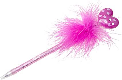 Tinc Feather Pen | Cute and Fluffy Feather Pen with Heart Character Topper | Kids Ballpoint Pen | Pink FPENMAPK : Amazon.co.uk: Stationery & Office Supplies