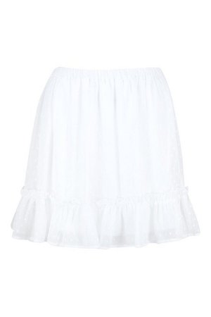 Dobby Mesh Ruffle Hem Mini Skirt | Boohoo