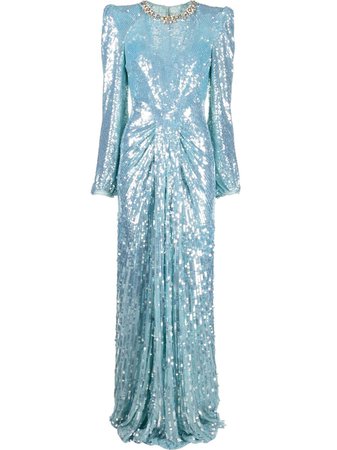 Jenny Packham Embellished long-sleeved Gown - Farfetch