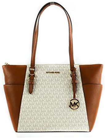 Amazon.com: Michael Kors Charlotte Signature Large Top Zip Tote - Vanilla : Clothing, Shoes & Jewelry