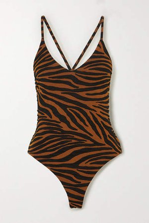 Net Sustain Emma Tiger-print Swimsuit - Brown