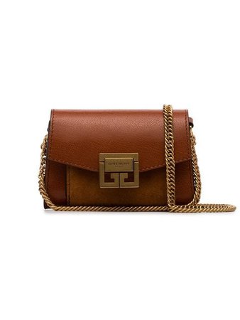 Givenchy brown Logo clasp-front leather and suede mini bag $927 - Shop SS19 Online - Fast Delivery, Price