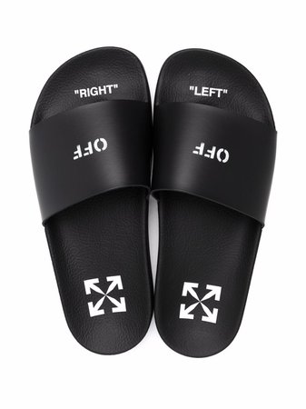 Shop Off-White PRINTED POOL SLIDER BLACK NO COLOR with Express Delivery - FARFETCH