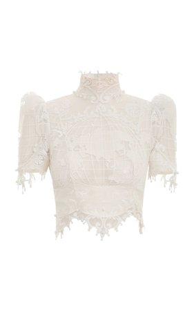 High Tide Embroidered Cropped Top By Zimmermann | Moda Operandi