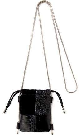Ryan Micro Suede, Croc-effect And Textured-leather Shoulder Bag