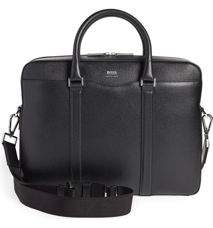 BOSS Signature Leather Briefcase | Nordstrom