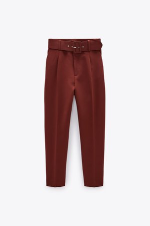 HIGH-WAISTED BELTED PANTS | ZARA United States