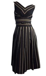 Black and White Striped Cotton Summer Dress w/ Full Skirt circa 1950s – Dorothea's Closet Vintage