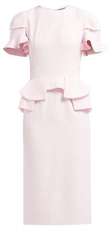 Peplum Waist Crepe Dress - Womens - Light Pink