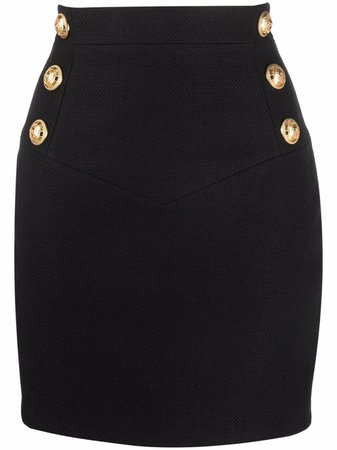 Balmain button-detail high-waisted Skirt - Farfetch