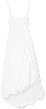 Shirred Cotton-poplin Midi Dress - White