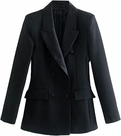 Amazon.com: ZZSRJ Fashion Black Party Vintage Double Breasted Long Sleeve Women's Jacket (Color : Black, Size : X-Small) : Clothing, Shoes & Jewelry