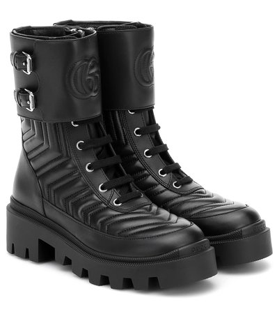 Frances Leather Combat Boots | Gucci - Mytheresa