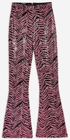 jaded London pink zebra print flares