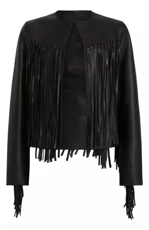 AllSaints Reema Fringe Leather Jacket | Nordstrom