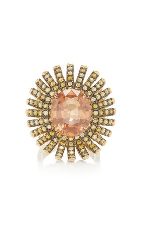 One-Of-A-Kind Orange Sapphire And Yellow Diamond Sunburst Ring by VRAM | Moda Operandi