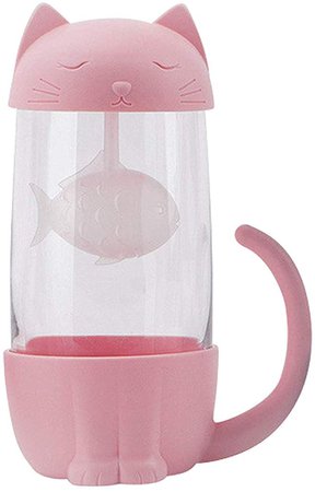 Novelty Cat Glass Tea Cup Water Coffee Bottle with Infuser Strainer Filter Ideal Christmas Birthday Gift 6.06 x 4.13 inch, 10 oz 300 ml Pink: Amazon.ca: Kitchen & Dining