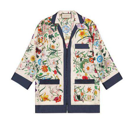 Flora silk twill shirt - Gucci Gifts for Women 516577ZLX024884