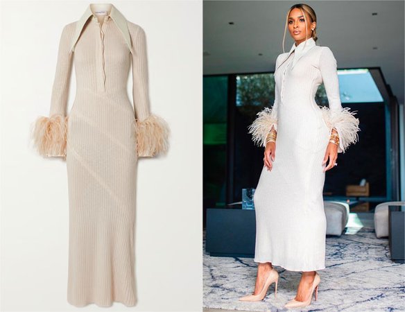 Ciara's 16Arlington Dana Boa Feather & Leather Trimmed Dress