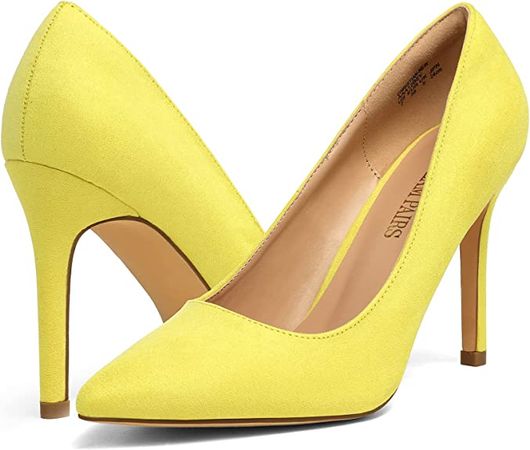 Amazon.com | DREAM PAIRS Women's Yellow Suede High Heel Pump Shoes - 9 M US | Pumps