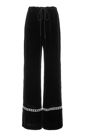 Exclusive Disqo Crystal-Embellished Velvet Mid-Rise Pants by Markarian | Moda Operandi