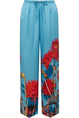 Dries Van Noten | Puvis floral-print silk-satin wide-leg pants | NET-A-PORTER.COM