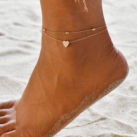 Amazon.com: Fesciory Women Heart Anklet Adjustable Beach Layered Ankle Bracelets for Teen Girls Gold Alloy Foot Chain Jewelry: Clothing, Shoes & Jewelry