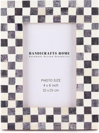 Amazon.com - Handicrafts Home Indigo Picture Frames-Shades of Blue Bone Inlay-Mosaic Style Photo Frames (4x6 Inch, Grey-White)