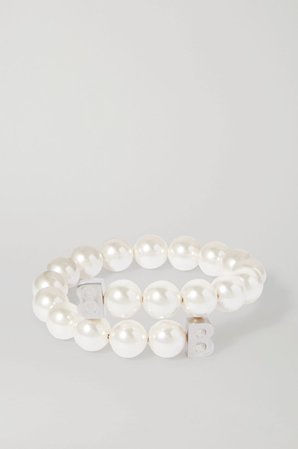 Silver Faux pearl and silver-tone bracelet | Balenciaga | NET-A-PORTER